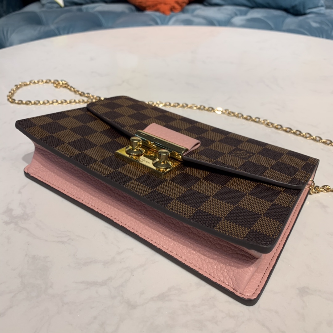 Louis Vuitton CROISETTE CHAIN WALLET Handbag Damier Azur N60287